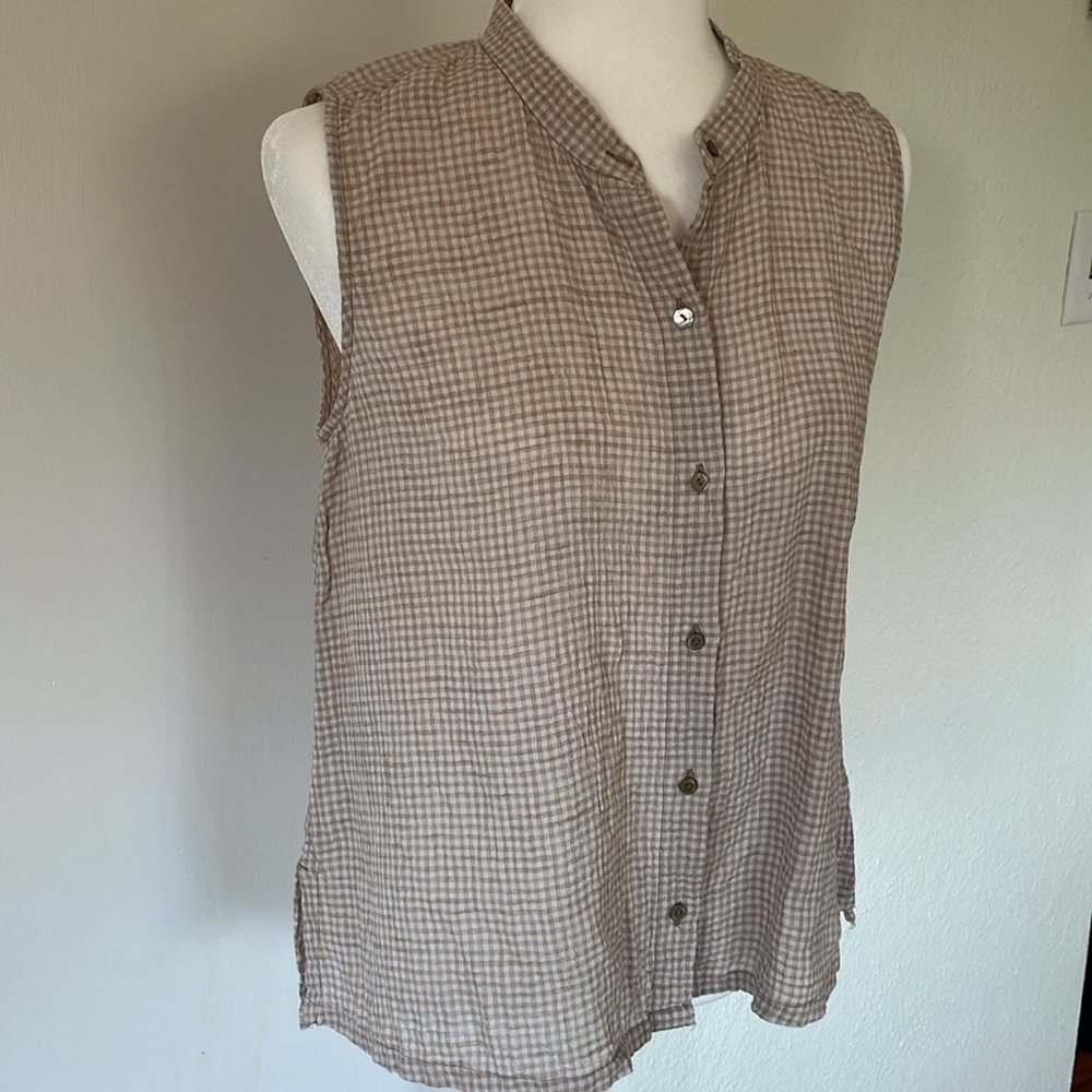 Eileen Fisher Puckered Organic Linen Sleeveless Top